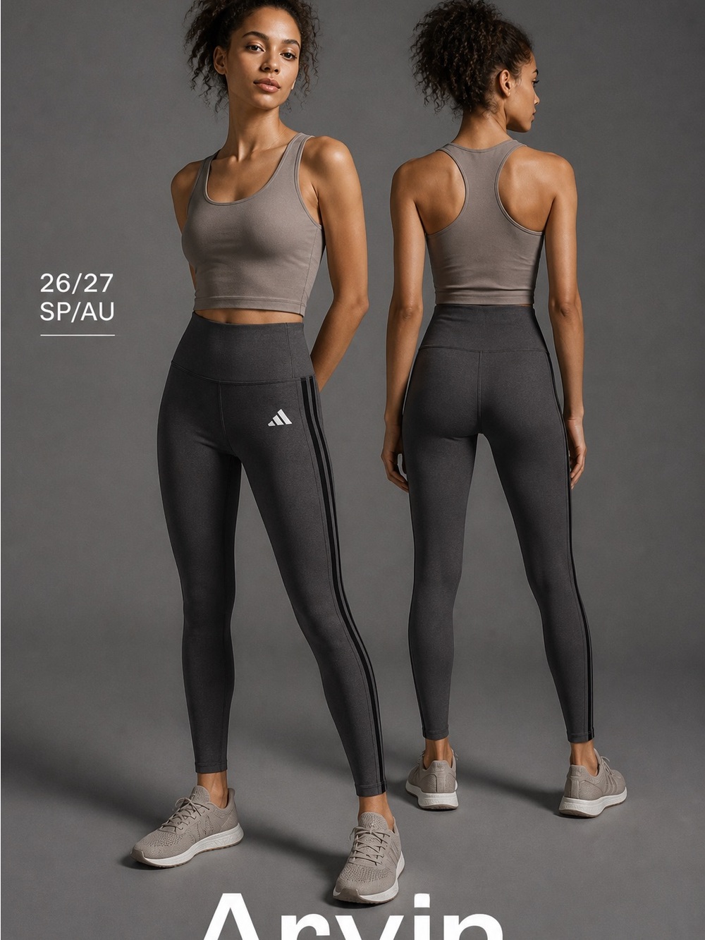 adidas High-Waisted Performance Leggings Gray Women’s Size 26/27